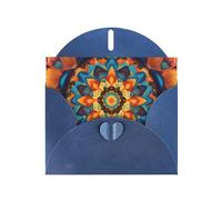 Blue JKIEGOQ Kaleidoscope Mandala Prints Greeting Card 4 x 6 in for Christmas, Valentine's Day, Wedding, Party Invitation Cards