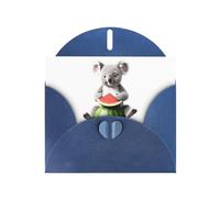 Blue JKIEGOQ Koala sitting on a watermelon Prints Greeting Card 4 x 6 in for Christmas, Valentine's Day, Wedding, Party Invitation Cards