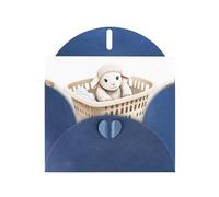 Blue JKIEGOQ Lamb doll in the laundry basket Prints Greeting Card 4 x 6 in for Christmas, Valentine's Day, Wedding, Party Invitation Cards