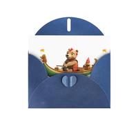Blue JKIEGOQ Little Bear Dragon Boat Race Prints Greeting Card 4 x 6 in for Christmas, Valentine's Day, Wedding, Party Invitation Cards