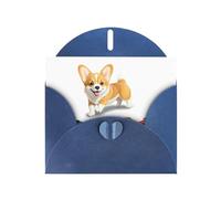 Blue JKIEGOQ Little Corgi playing with a car Prints Greeting Card 4 x 6 in for Christmas, Valentine's Day, Wedding, Party Invitation Cards