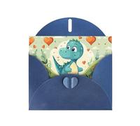 Blue JKIEGOQ Little Dinosaur in Green Grass Prints Greeting Card 4 x 6 in for Christmas, Valentine's Day, Wedding, Party Invitation Cards