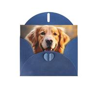 Blue JKIEGOQ Lovely Golden Retriever Dog Prints Greeting Card 4 x 6 in for Christmas, Valentine's Day, Wedding, Party Invitation Cards