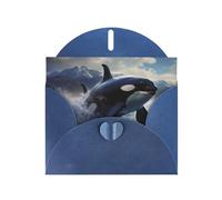Blue JKIEGOQ Orca Killer Whale Prints Greeting Card 4 x 6 in for Christmas, Valentine's Day, Wedding, Party Invitation Cards