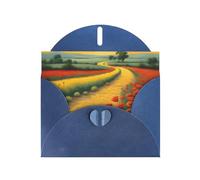 Blue JKIEGOQ Poppies Field Yellow Brick Road Prints Greeting Card 4 x 6 in for Christmas, Valentine's Day, Wedding, Party Invitation Cards