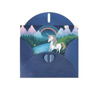 Blue JKIEGOQ running unicorns Prints Greeting Card 4 x 6 in for Christmas, Valentine's Day, Wedding, Party Invitation Cards