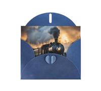 Blue JKIEGOQ Steam Train Prints Greeting Card 4 x 6 in for Christmas, Valentine's Day, Wedding, Party Invitation Cards