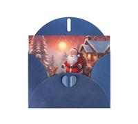 Blue JKIEGOQ winter Santa Claus Prints Greeting Card 4 x 6 in for Christmas, Valentine's Day, Wedding, Party Invitation Cards