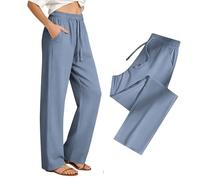 Blue Joggers for Women UK Quick-Dry Straight Leg Long Trousers Pockets