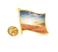 blue journey silk road camel desert Golden Metal Flag Lapel Pin Badge