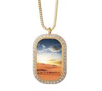 blue journey silk road camel desert Necklace Pendant Diamond Crystal Golden Jewelry