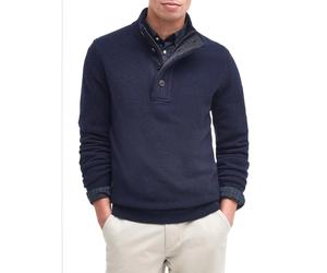 Blue Jumper Essential Patch Half Zip - male - Barbour - Turtlenecks - Blue - L - Knitwear L