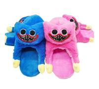 (Blue) Kids Poppy Playtime Huggy Wuggy Novelty Soft Plush Slipper Winter Warm Slip On Cosplay Shoes Christmas Gift