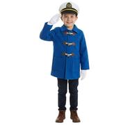 Blue Kids Sailor Costume Set - Classic Nautical Navy Style Outfit with Jacket, Sailor Hat and Gloves - Children’s Dress Up, Halloween, School Play, Party Costume