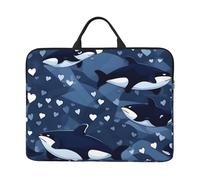 Blue Killer Whale 14-inch Laptop Case,all-over print,Oxford cloth,thickened pearl cotton protection,classic carrying strap