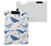 Blue Killer Whale Pattern Clipboard Folder, A4 Size Folder Clipboard with Pen Slot for Office School