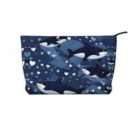 Blue Killer Whale Pattern Large Capacity Corduroy Cosmetic Bag, Fashionable Waterproof toiletries Storage Bag