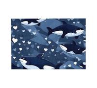 Blue Killer Whale Pattern Wooden Jigsaw Puzzle Horizontal 300 Pieces for Family Leisure and Creativity Enhancement