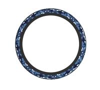 Blue Killer Whale Patterned Anti-Slip Steering Wheel Cover - 15-inch Universal Size, Improves Driving Comfort and Safety.