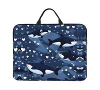 Blue Killer Whale Patterned Laptop Sleeve (16.5x12.2 inches), Anti-Collision Protective Shell, Portable Handheld Design