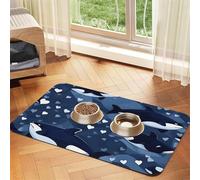 Blue Killer Whale Pet Absorbent Leather Placemat 30x45cm Beautiful Design Cat and Dog Bowl Mat Portable Storage
