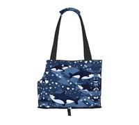 Blue Killer Whale Printed Pet Shoulder Bag, Specially Designed for Small Dogs and Cats, Multifunctional Shoulder and Handbag
