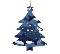 Blue Killer Whale Printing Christmas Tree Shape Christmas Decoration Set - Can be Hung on Christmas Trees and Windows - 6-Piece Set