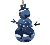 Blue Killer Whale Printing Snowman Shape Christmas Decoration Set - Can be Hung on Christmas Trees and Windows - 6-Piece Set