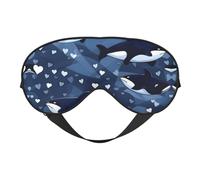 Blue Killer Whale Prints Double-Sided Eye Mask Adjustable Design Light-Blocking and Breathable Suitable for Rest and Travel.