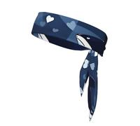 Blue Killer Whale Prints Double-sided sports bandana with straps sweat-wicking and breathable suitable for running and fitness.
