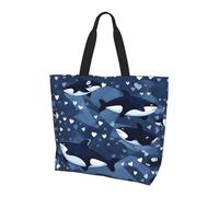 Blue Killer Whale Shoulder bag.Stylish all-over print women's style, lightweight, large capacity for everyday use