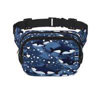 Blue Killer Whale Square Double Layer Waist Bag Belt - Unisex Everywhere Fanny Pack Purse for Running, Travel, Hiking, Fitness, Black, One Size