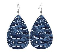 Blue Killer Whale Teardrop-shaped leather earrings are a luxurious and fashionable accessory suitable for women, showcasing individual charm.
