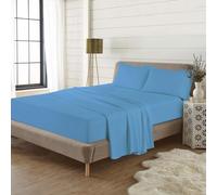 (Blue, King) Extra Deep Flannelette Fitted Sheet 100% Brushed Cotton 40cm Deep Fitted Bed Sheet
