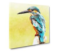 Blue Kingfisher Canvas Print | Gallery Wrapped 30mm Frame Wall Art | 20x20 inches | Ready to Hang | Modern Bird Picture | Living Room Bedroom Lounge Office