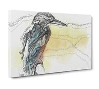 Blue Kingfisher Canvas Print | Gallery Wrapped 30mm Frame Wall Art | 30x20 inches | Ready to Hang | Modern Bird Picture | Living Room Bedroom Lounge Office