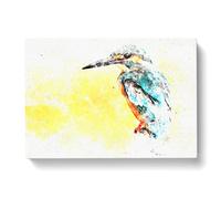 Blue Kingfisher Watercolour Modern Canvas Wall Art Print Ready to Hang, Framed Picture for Living Room Bedroom Home Office Décor, 50x35 cm (20x14 Inch)