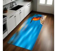 Blue Kitchen Rug Mat Birds Kingfisher 50 x 150 cm Non-Slip Rubber Backed Washable Long Floor Mat Carpet Runner for Hallway Dining Room Entrance