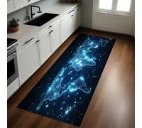 Blue Kitchen Runner Rug World satellite map 40 x 120 cm Non-Slip Machine Washable Printed Low Pile Soft Carpet for Hall Entryway Laundry Lounge Office Bedroom