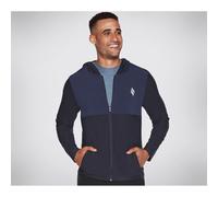 (Blue, L) Skechers Performance Skech-Knits Ultra Go Lite Full Polyester Men's Blue Hooded Sweatshirt