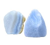 Blue Lace Agate Crystal Raw Stones - 2 Pcs Healing Crystals for Spiritual Growth and Energy Cleansing - Natural Gemstone for Meditation, Chakra Balance, and Home Decor Gifts