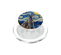 Blue Lacy Texas State Dog Howling at a Van Gogh Moon PopSockets PopGrip for MagSafe