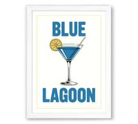Blue Lagoon Modern Framed Wall Art Print A1 (84.1×59.4cm) White, Wall Decor for Living Room, Bedroom, Office & Home, Ready to Hang, Art Gift