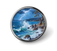 Blue Lake Tahoe Button Pins Round Badges Lapel Pins | 1 Inch Exquisite Metal Pin Badge, Smooth Alloy Circular Clothing Brooch Pin for Daily Clothing Decoration Gift