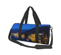Blue Lake Tahoe Travel Duffel Bag Sports Gym Bag, Lightweight Overnight Weekender Bag With Shoes Compartment Yoga Gym Sports Bag For Men Women