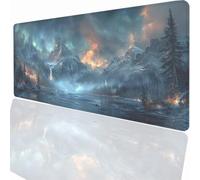 Blue Landscape Mouse Mat 35.5 x 15.7 inch Large Gaming Mouse Pad Desk Mat Stitched Edges, Non Slip Rubber Base, Waterproof Surface, Computer Accessories for Home Office Decor Gift LMDT13864