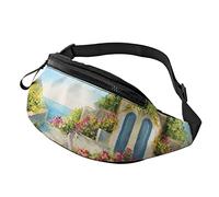 Blue Landscape Oil Painting House Fanny Pack Sport Casual Waist Pack for Women Men Fashionable