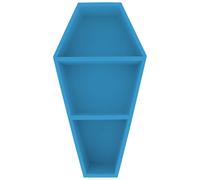 (BLUE, LARGE) Coffin Shelf Spooky Gothic Wall Art Storage Bookshelf Home Décor Wooden Shelve