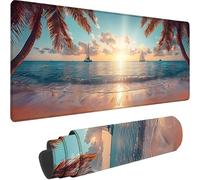 Blue Large Mouse Mat 1200 x 600 x 3 mm, Extended Gaming Mouse Pad Sea Desk Mat With Stitched Edges, Adults Mousepad Non Slip Rubber Base, Waterproof Soft Cloth Desk Pad for PC Office Decor, Gifts I-S