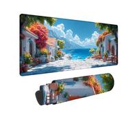 Blue Large Mouse Mat 1500 x 800 x 3MM Gaming Mouse Pad, Seaside Town Mousepad Extended for Men, Office Accessories with Anti-Slip Rubber Base and Double Stitched Edge, Mousemat for Laptop -TL322I